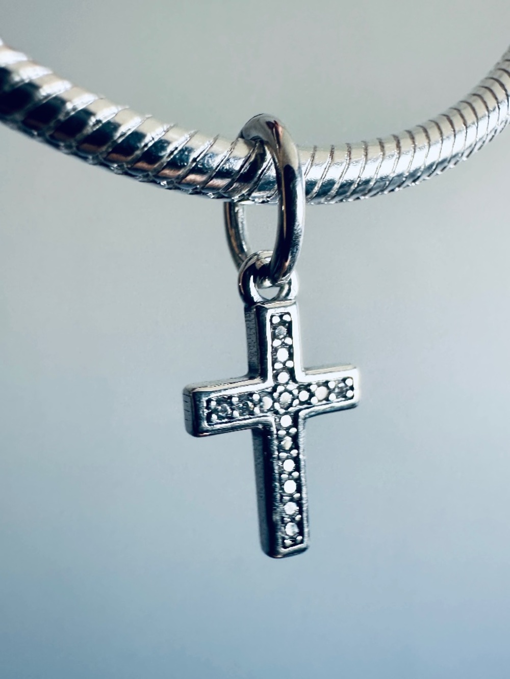 NEW Authentic Pandora Sparkling Cross Dangle Charm 791310CZ